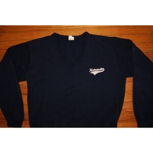 VTG Kishwaukee College Kougars Pullover Sweater Acrylic Blue H Wolf & Son Size L